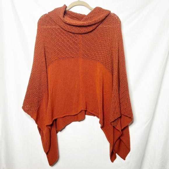 Wooden Ships Tops - Wooden Ships Orange knit poncho